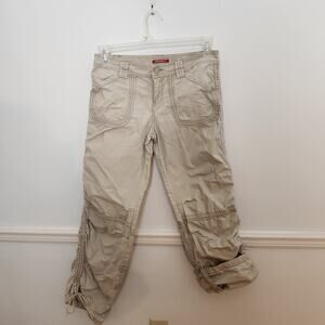 FLAW Vtg Y2K Unionbay Pants 5 Juniors Low Rise Beige Cargo Grunge Skater Convert